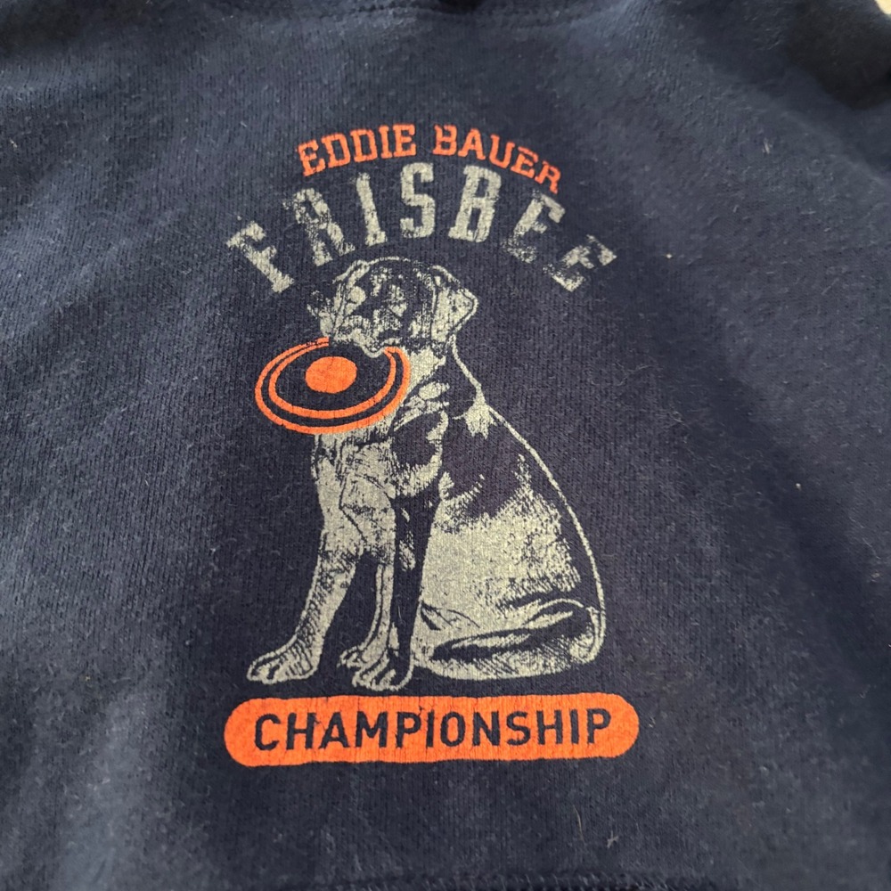 Eddie Bauer Kids Navy Blue Dog Frisbee Championship Hoodie Sweatshirt 2T - Picture 4 of 7